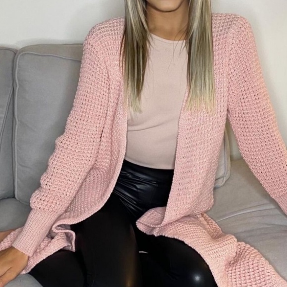 Pink Chunky Knit Maxi Cardigan - Picture 2 of 3